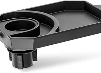 INTEGRAL Car Seat Tray – Kids Car Seat Tray with Expandable Base to Lock in Place – Rotatable Children’s Tray for Snacks, Entertainment, Toys – Includes Cup Holder – Fits Most Car Seats