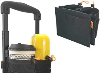 Luggage Travel Cup Holder Free Hand Drink Caddy Double Mesh Bag Design (Black)