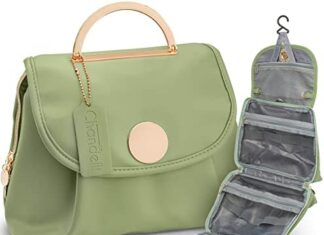 Chandelli Travel Toiletry Bag for Women for Travel Size Toiletries, Perfect Gifts for Mom, Coolest Gifts for Women Who Have Everything, Great Hanging Makeup & Cosmetic Bag Too (Sage Green, Medium)