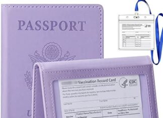 TIGARI Passport Holder Travel Bag, Passport and Vaccine Card Holder Combo, Slim Travel Accessories Passport Wallet for Women Men, Leather Passport Cover Protector with Waterproof Vaccine Card Slot