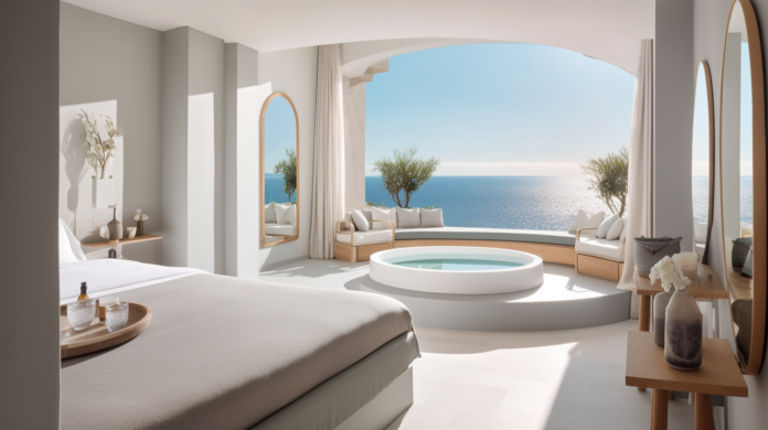 A view of the stylish and modern suites at Domes Noruz in Chania, Crete
