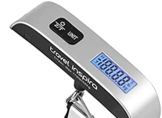 travel inspira Luggage Scale, Portable Digital Hanging Baggage Scale for Travel, Suitcase Weight Scale with Rubber Paint, 110 Pounds, Battery Included