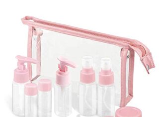 Vitog Travel Bottles Kit, TSA Approved Leak Proof Portable Toiletry Containers Set, Clear PET Flight Size Cosmetic Containers for Lotion, Shampoo, Cream, Soap, Set of 11