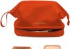 Abiudeng ,Double Layer Makeup Bag, Travel Portable Leather Toiletry Bag,Roomy Cosmetic Bag for Women and Girls.Orange