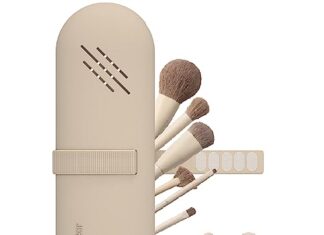 JDZJUCHU Travel Makeup Brush Holder,Make Up Organizer Bag Case,Cosmetic pouch,Toiletry Organizer,Silicon Small Makeup Brush Purse (Walnut)