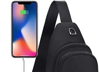Hot6sl Crossbody Sling Bag for Women Men, Small Waterproof Sling Backpack Bag with Earphone Hole, Multipurpose Shoulder Bag Crossbody Chest Travel Daypack #