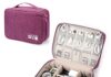 Electronic Organizer Travel Universal Cable Organizer Electronics Accessories Storage Bag Gadget Gear Cases for iPad Mini, Kindle, Smartphone, Cable, Charger, Power Bank, USB, SD Card (Purple)