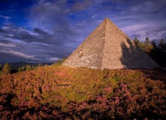 Balmoral Pyramid, Scotland- A lone pyramid in the woods