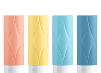 SUDDHO Silicone Travel Bottles for Toiletries,Leak Proof BPA Free Squeezable 3oz Tsa Approved Travel Size Containers Refillable Travel Accessories for Shampoo Body Wash Liquids(4Pack)