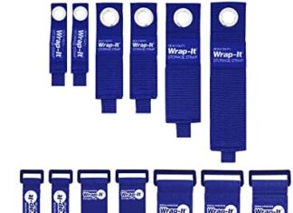Heavy-Duty and Super-Stretch Wrap-It Storage Straps – Assorted 14-Pack (Sapphire Blue) – Hook and Loop Storage Straps, Extension Cord Organizer, Hose Storage, RV Cable Straps