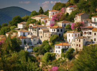 Discovering Serenity at Kalderimi Country House in Pelion, Greece A breathtaking view of Pelion, Greece - mountains, lush forests, and sparkling blue sea