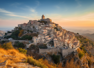 One Euro Houses in Italy – too good to be true? A captivating view of Mussomeli, a charming hilltop town in Sicily, Italy,