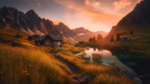 An awe-inspiring Austrian sunset mountain scene