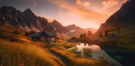 An awe-inspiring Austrian sunset mountain scene