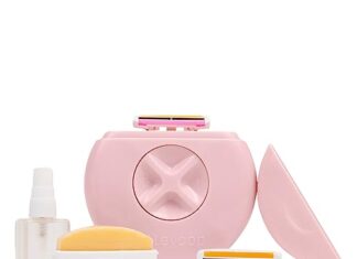 Alleyoop Portable Travel Razors For Women – Perfect For Touch Ups On-The-Go – Includes Refillable Blades, Moisturizing Bar & Water Spray Bottle – Safe For All/Sensitive Skin Types (Dusty Pink)