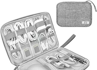 Lcsmaokin Electronics Travel Organizer,Portable Waterproof Electronic Travel Storage Bag for Small Charging Cord Storage,Charger,Small Electronics,SD Card etc,for Travel,Business -Grey