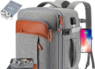 Carry on Backpack, Extra Large 40L Flight Approved Travel Backpack for Men & Women,Expandable Large Suitcase Backpacks With 4 Packing Cubes,Water Resistant Luggage Daypack Business Weekender Bag,Grey