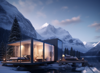 Exploring the Rise of Micro Hotels in the UK: A Compact Getaway Experience A luxury micro hotel overlooking a glacier lake