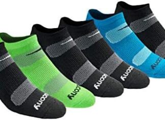 Saucony Men’s Multi-Pack Mesh Ventilating Comfort Fit Performance No-Show Socks