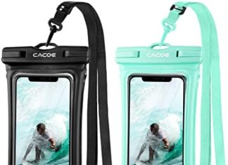CACOE Floating Universal IPX8 Waterproof Phone case 2 Pack-Up to 7.0″,Adjustable Neck Lanyard Phone Pouch,Phone Dry Bags for Vacation Beach Pool Swimming Kayak Cruise Travel Essentials(Black+Green)