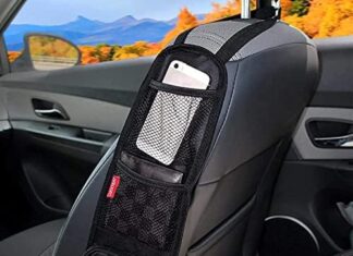 Luckybay Car Seat Side Organizer, Auto Seat Storage Hanging Bag, Phones, Drink, Stuff Holder with Mesh Pocket for Cars, SUV & Truck