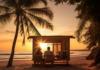 Couple enjoying a romantic sunset in the Philippines