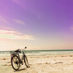 Sunset on a beach on the beautiful island of Ile de Re