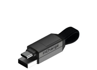 Rolling Square inCharge 6 Portable Keychain Charger Cable, 6-in-1 Multi Charging Cable, Mercury Gray for Laptop