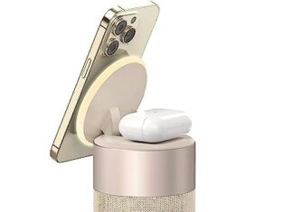 COLSUR Bluetooth Speaker with Night Light, Magnetic Wireless Charger, 2 in 1 Wireless Charging Station for iPhone 14/13/12 Series, AirPods Pro/3/2(Gift Ideal)