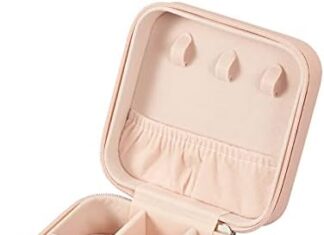 LETURE PU Leather Small Jewelry Box, Travel Portable Jewelry Case for Ring, Pendant, Earring, Necklace, Bracelet Organizer Storage Holder Boxes (Pink)