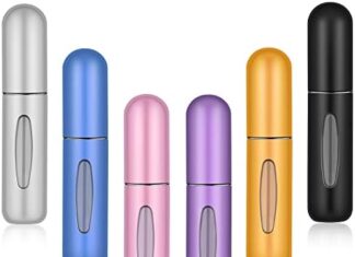 Perfume Travel Refillable Mini Spray Bottles Atomizer Refillable Empty Cologne Travel Essentials For Women Mens Small Mister Spray Bottle For Travel Accessories 6 Pack 5ml/0.2oz
