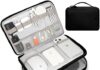 FYY Electronic Organizer, Travel Cable Organizer Bag Pouch Electronic Accessories Carry Case Portable Waterproof All-in-One Double Layers Storage Bag for Cable, Cord, Charger, Phone, Hard Drive, Black