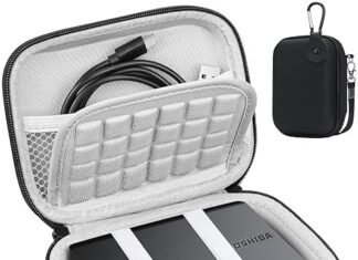 Lacdo Hard Drive Carrying Case for Toshiba Canvio Basics/Canvio Flex/Canvio Advance/Canvio Gaming Portable External Hard Drive 1TB 2TB 3TB 4TB USB 3.0 2.5 inch HDD Shockproof Travel Bag, Black