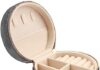 DesignSter Travel Jewelry Box – Velvet Mini Jewelry Organizer, Small Jewelry Case for Girls Women, Jewelry Storage Box for Rings Earrings Necklace (Circular, Cool Gray)