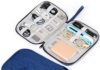 Electronic Organizer Travel Universal Cable Organizer Electronics Accessories Storage Bag Gadget Gear Cases for iPad Mini, Kindle, Smartphone, Cable, Charger, Power Bank, USB, SD Card (Blue)…