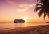 Small intimate cruise ship during sunset