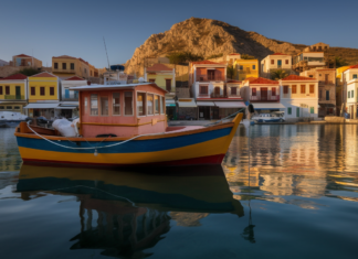 Why Kastellorizo is the Perfect Place for Over 40s A quaint fishing boat in the beautiful island of Kastellorizo