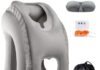 Sunany Travel Pillow, Inflatable Neck Pillow Used for Airplanes/Cars/Buses/Trains/Office Napping with Eye Mask/Earplugs (Gray)