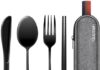 Travel Utensils with Case, Quatish Portable Silverware Set for Work, 304 Stainless Steel Reusable Travel Cutlery Set, Fork and Spoon Set for Camping, Picnic, Gadgets, Lunch Box for Men