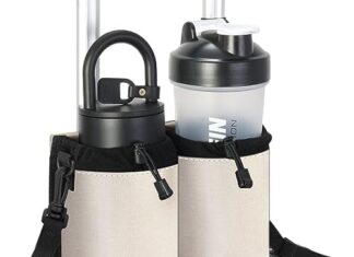 Extra Luggage Cup Holder Free Hand Drink Caddy for Suitcases to Travel and Business Trip,Travel Must Haves for Men & Women,Holds Two Coffee Cups,Passport,Flight Attendant Essential Organizer-Off White
