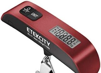 Etekcity Luggage Scale, Digital Suitcase Weight Scales for Travel Essential Accessories, Portable Hanging Fishing Scale for Travel Bag Tags, Cruise Ship Essentials, 110 Pounds, Battery Included