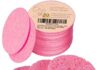 50-Count Compressed Facial Sponges for Daily Facial Cleansing and Exfoliating, 100% Natural Cosmetic Spa Sponges for Makeup Remover, Reusable, Pink