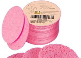 50-Count Compressed Facial Sponges for Daily Facial Cleansing and Exfoliating, 100% Natural Cosmetic Spa Sponges for Makeup Remover, Reusable, Pink