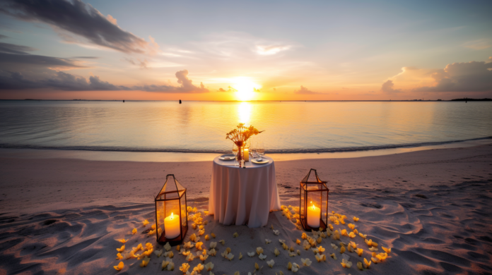 Romantic dinner staying at a Maldives guesthouse