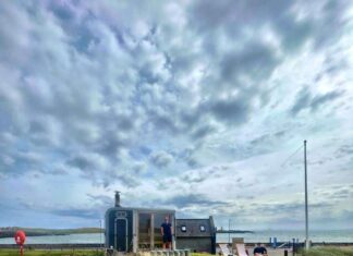 My Visit to Elie Seaside Sauna: A Coastal Wellness Escape in Fife Outside Elie Seaside sauna overlooking the Fife coast