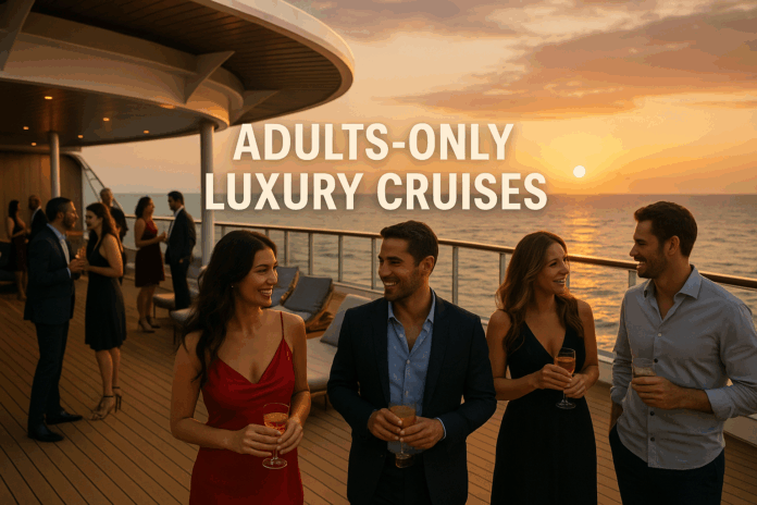 Independent solo traveler relaxing on an adult lifestyle cruise, enjoying the ocean view Independent solo traveler relaxing on an adult lifestyle cruise, enjoying the ocean view